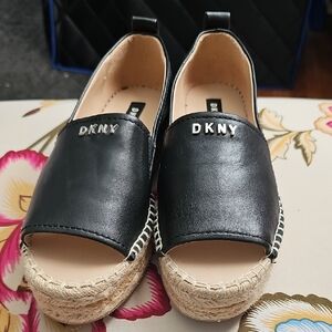 DKNY Black Leather Espadrilles